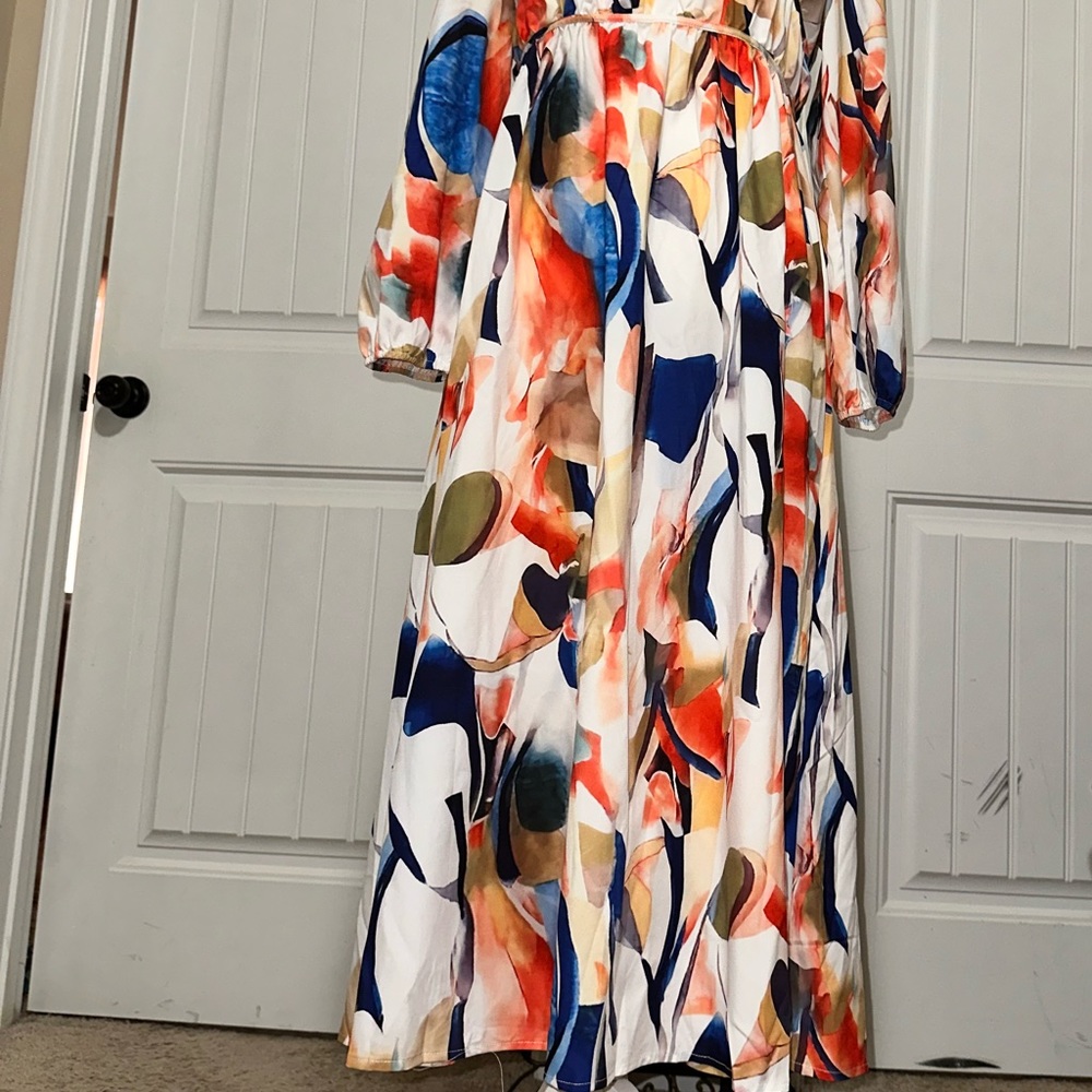 Free flowing floral maxi dress size large, no stretch - Picture 3 of 12